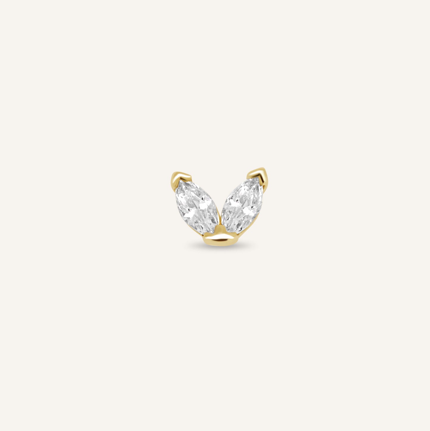 14K 2 Mini Marquise Flatback