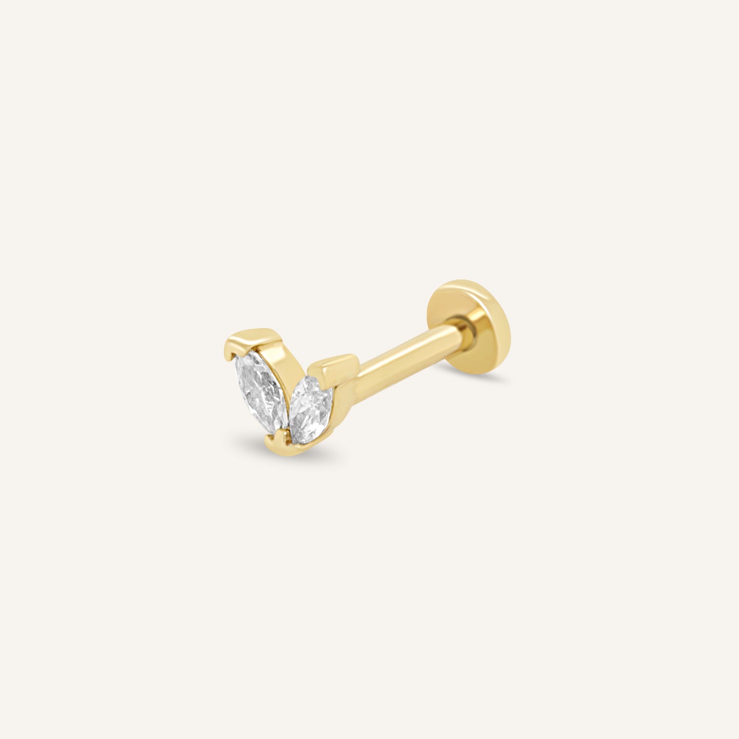 14K 2 Mini Marquise Flatback