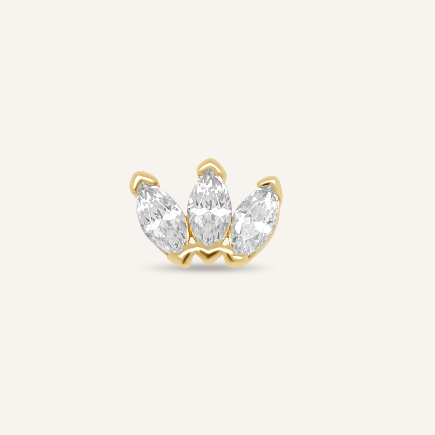 14K 3 Marquise Flatback