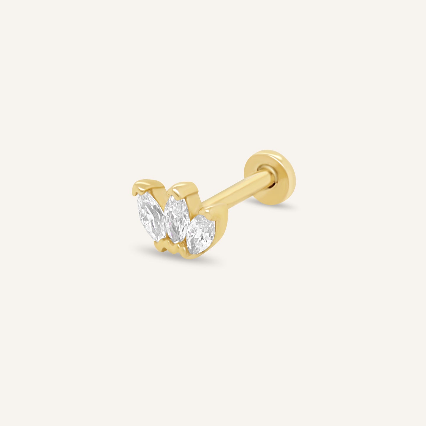 14K 3 Marquise Flatback