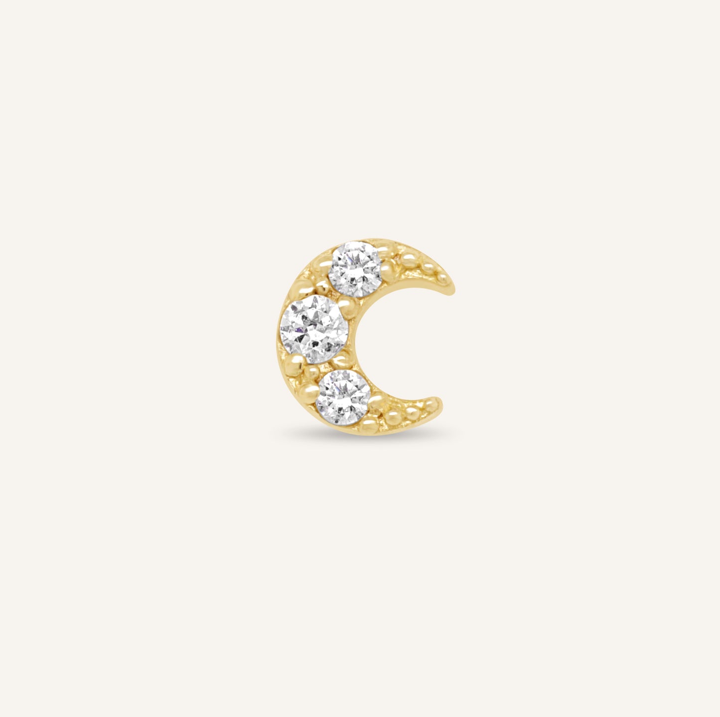 14K Gold CZ Crescent Flatback