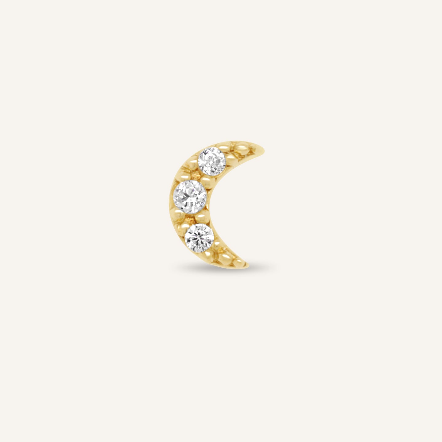 14K Gold CZ Mini Crescent Flatback