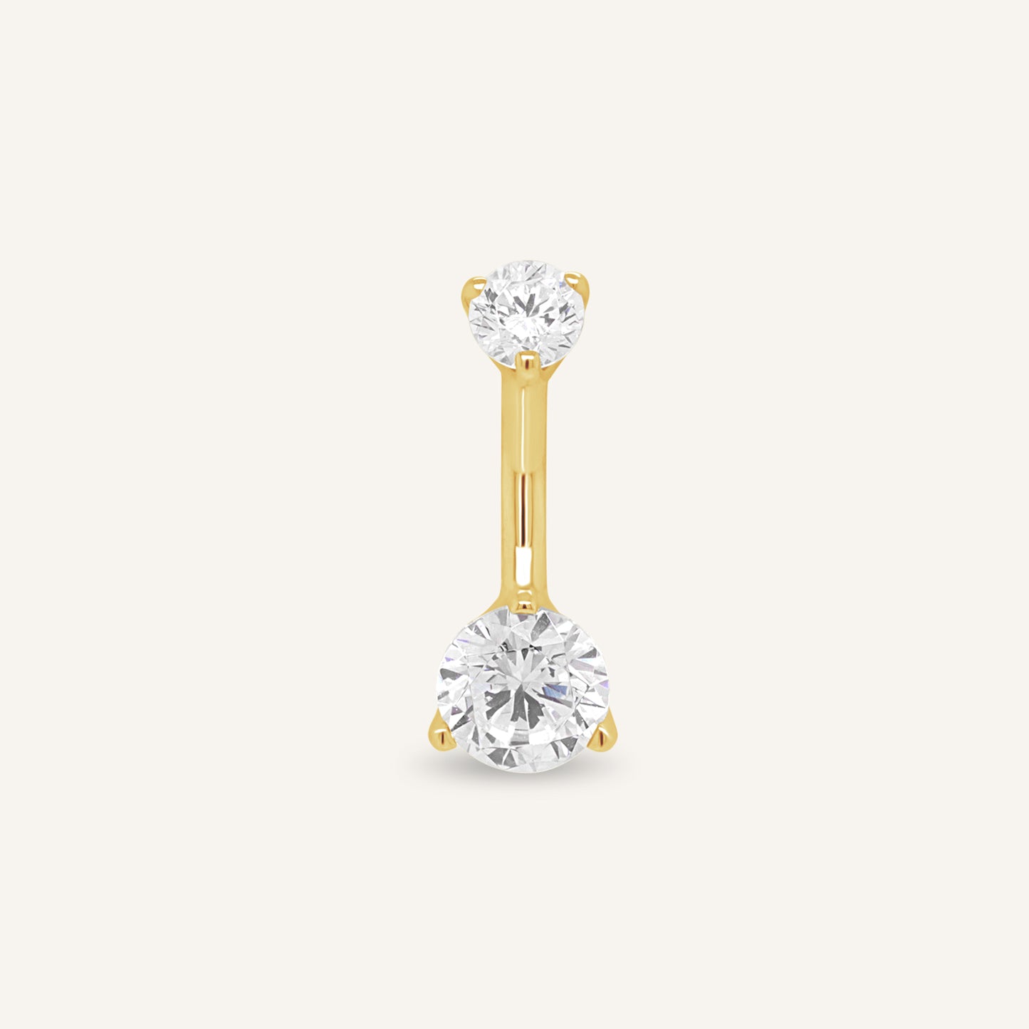14K Yellow Gold CZ Belly Ring