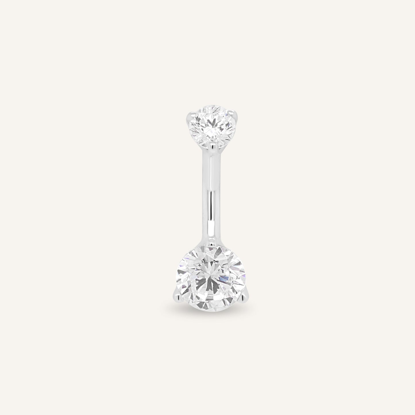 18K White Gold CZ Belly Ring