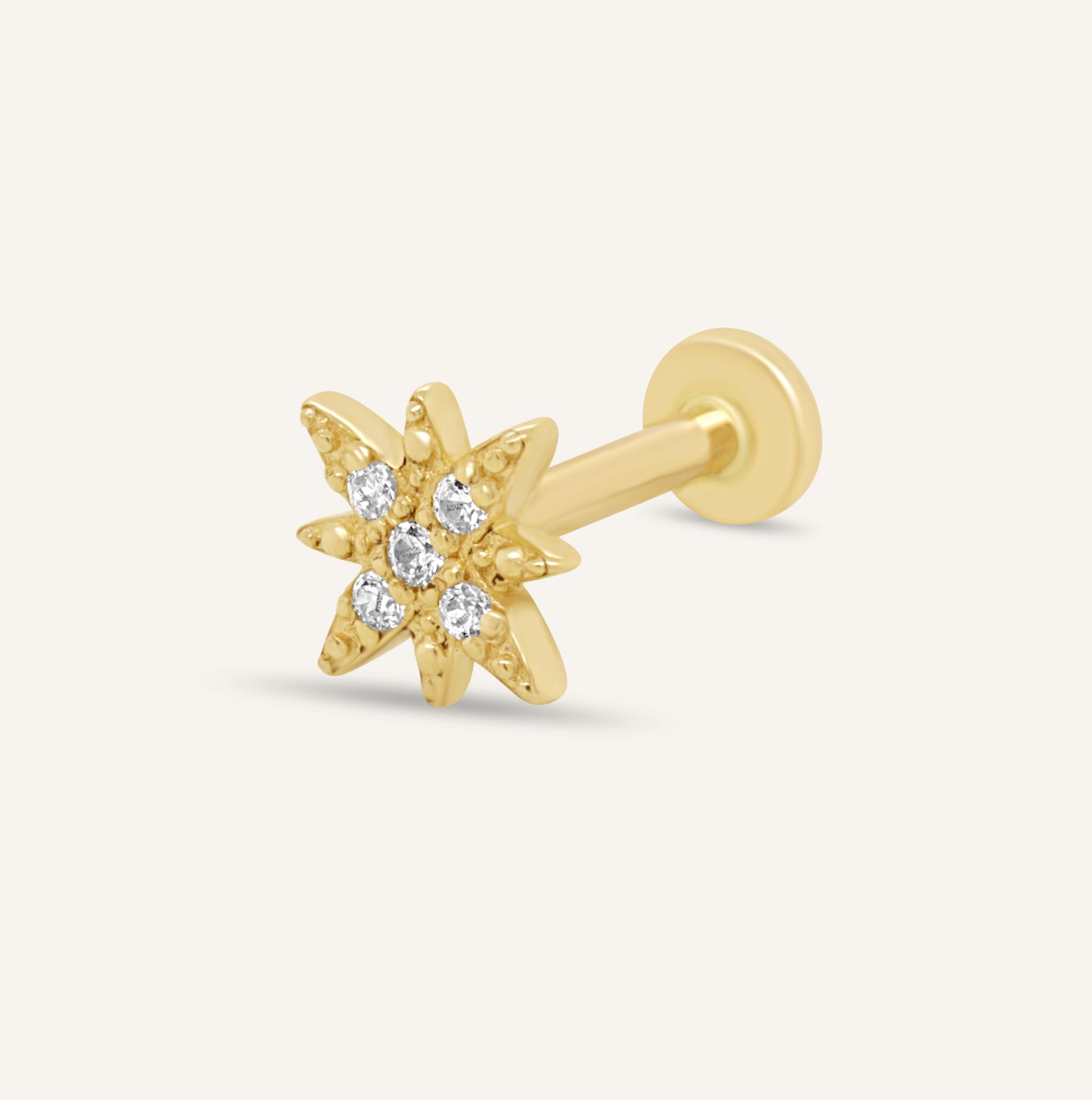 14K CZ Polar Star Flatback