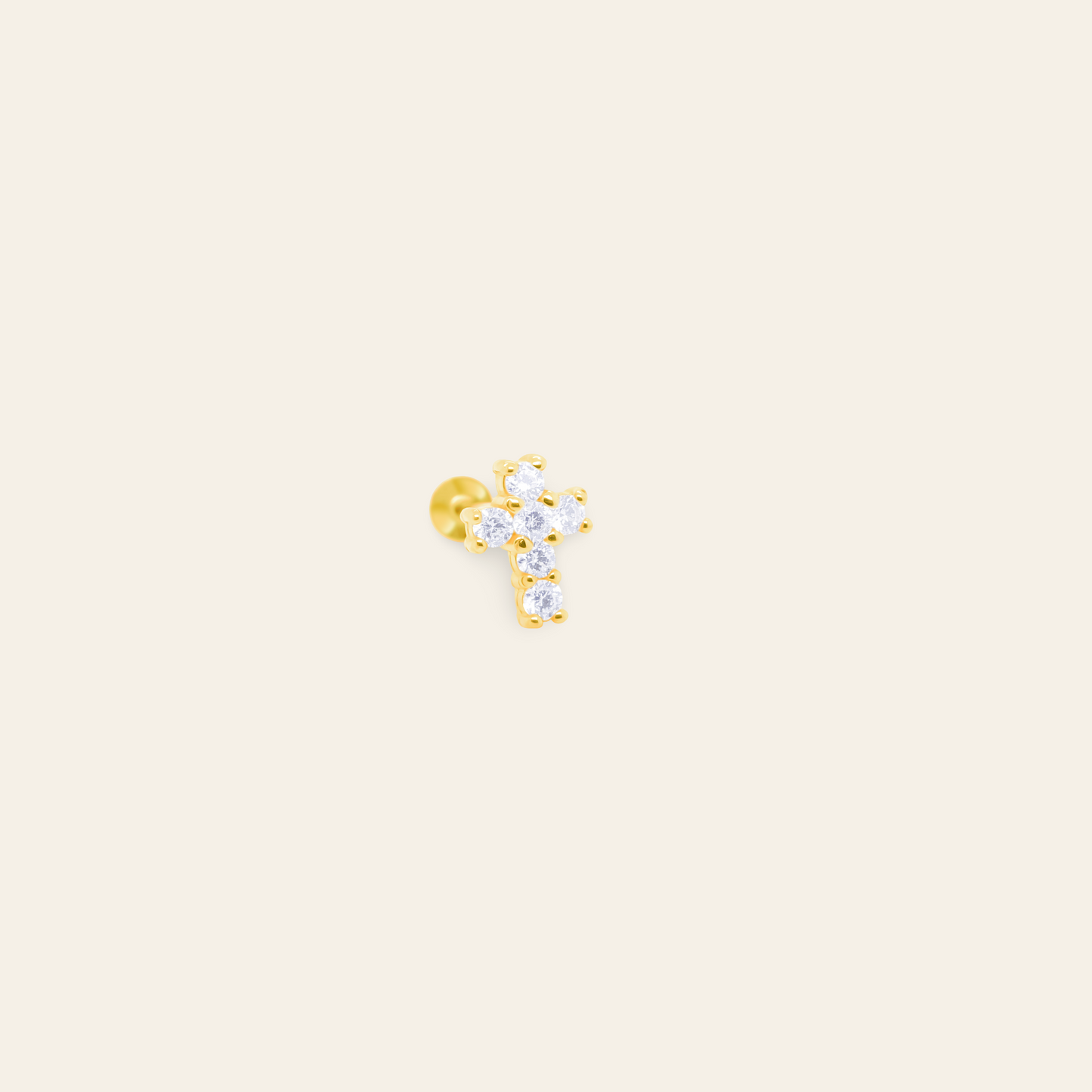 14K Gold CZ Cross Flatback