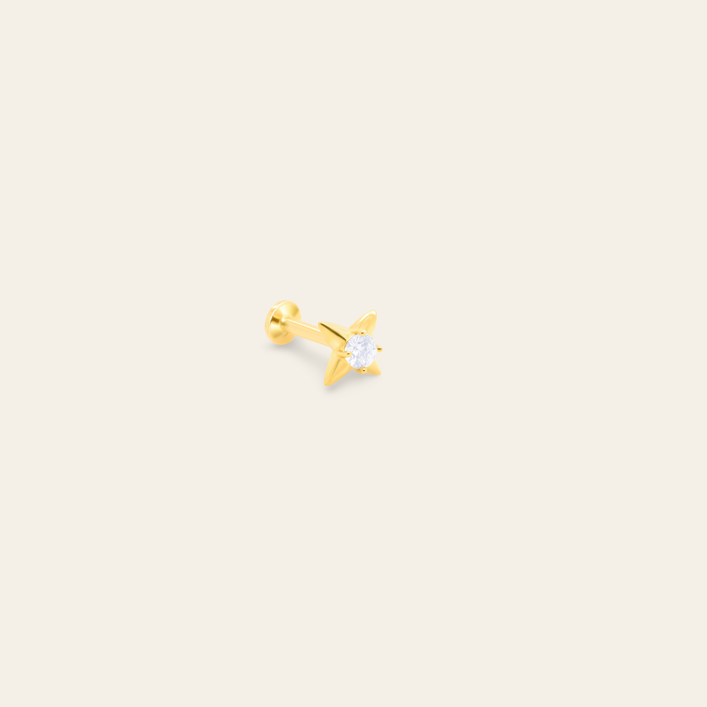 14K Gold Meteor CZ Flatback
