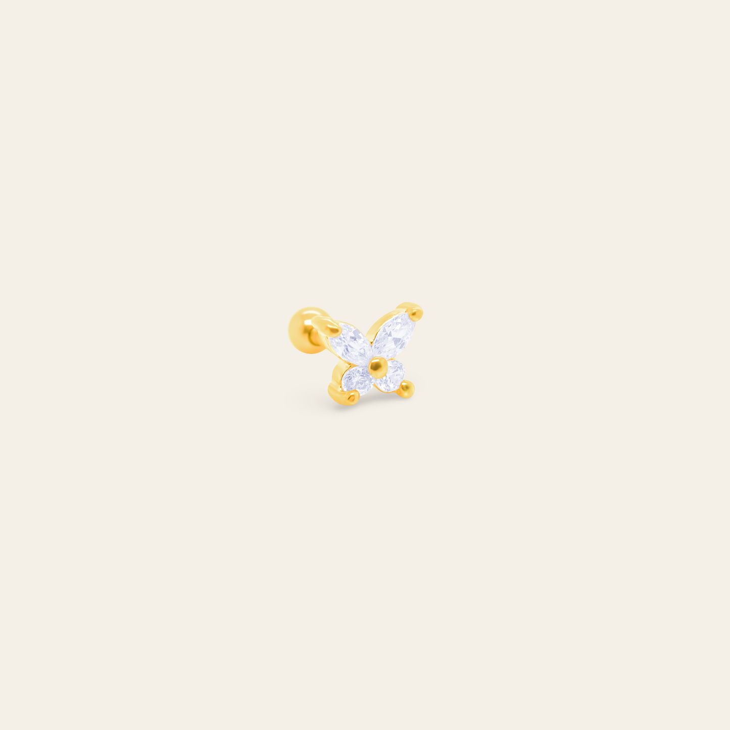 14K Gold CZ Buterfly Flatback