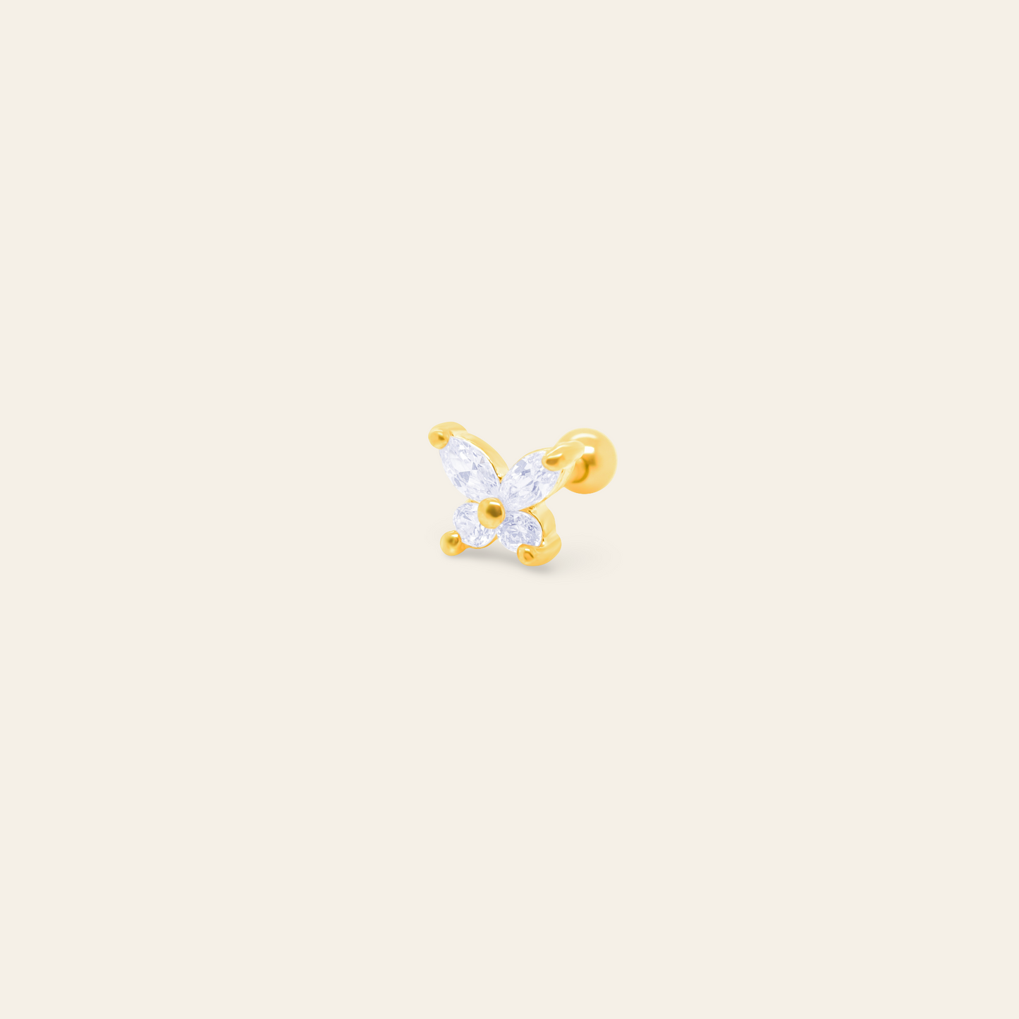14K CZ Butterfly Flatback