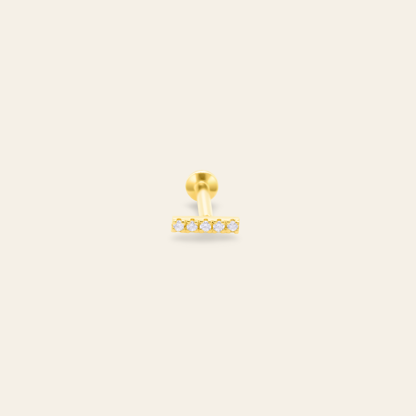 14K Inline 5 CZ Flatback