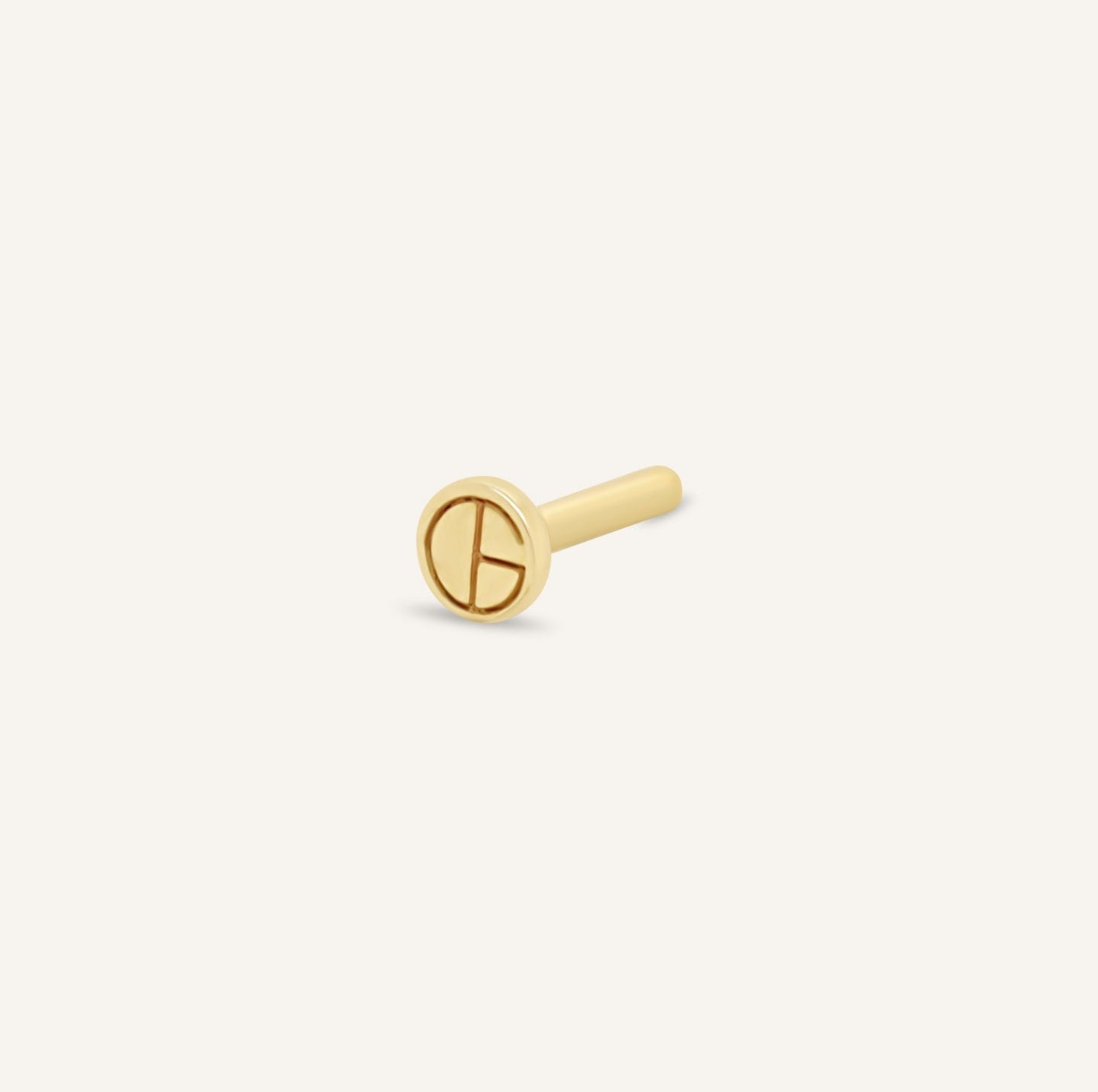 14K Gold CZ Mini Crescent Flatback