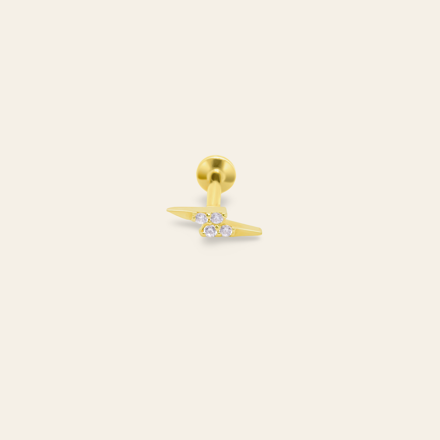 14K Lightning CZ Flatback