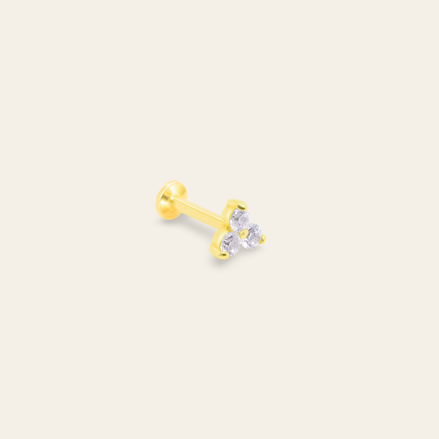 14K Gold Trinity CZ Flatback