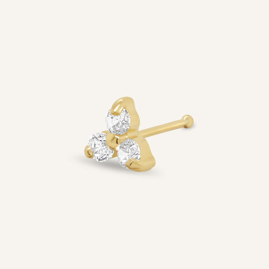 14K Trinity CZ Nosebone