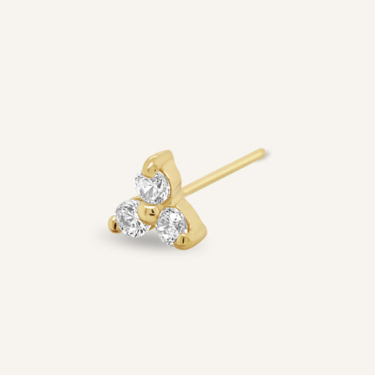 14K Trinity CZ Fishtail Nose Ring