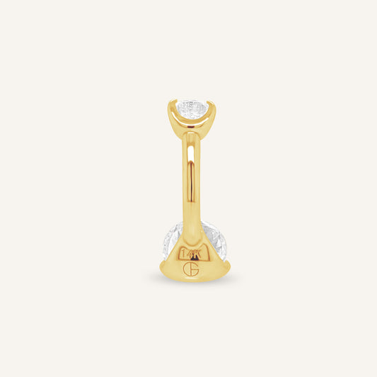 14K Yellow Gold CZ Belly Ring