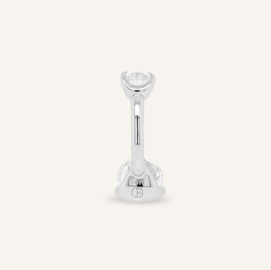 18K White Gold CZ Belly Ring