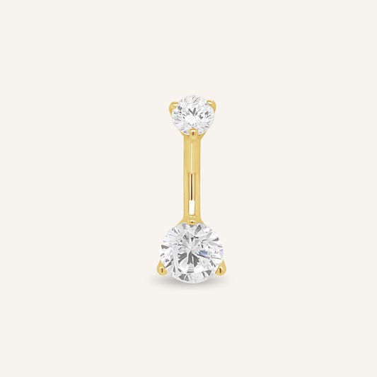 14K Yellow Gold CZ Belly Ring