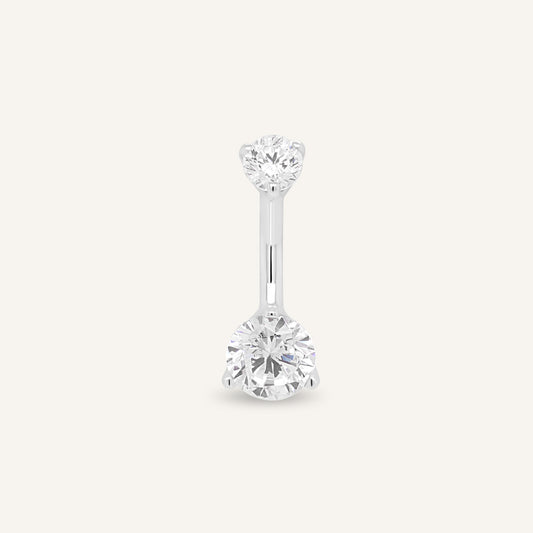 18K White Gold CZ Belly Ring