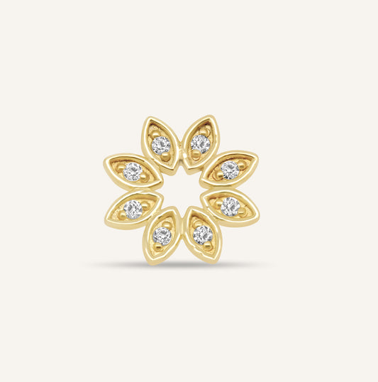 14K Flower CZ Flatback