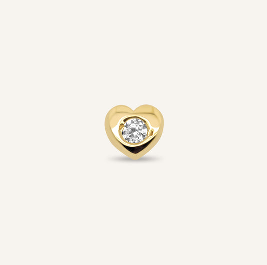 14K Heart CZ Flatback