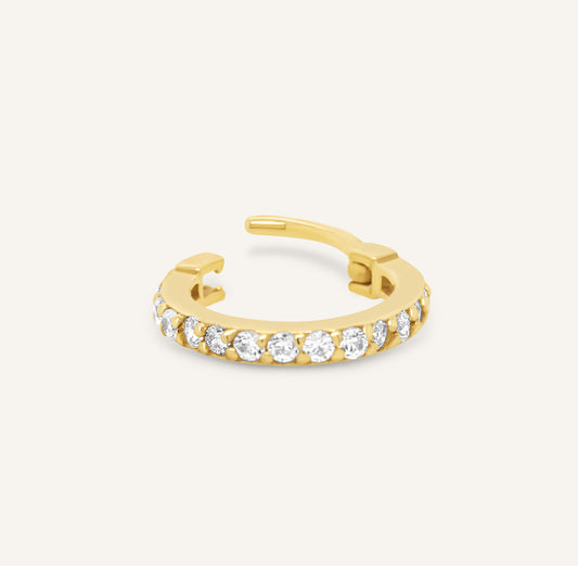 14K Yellow Gold CZ Pave Huggies
