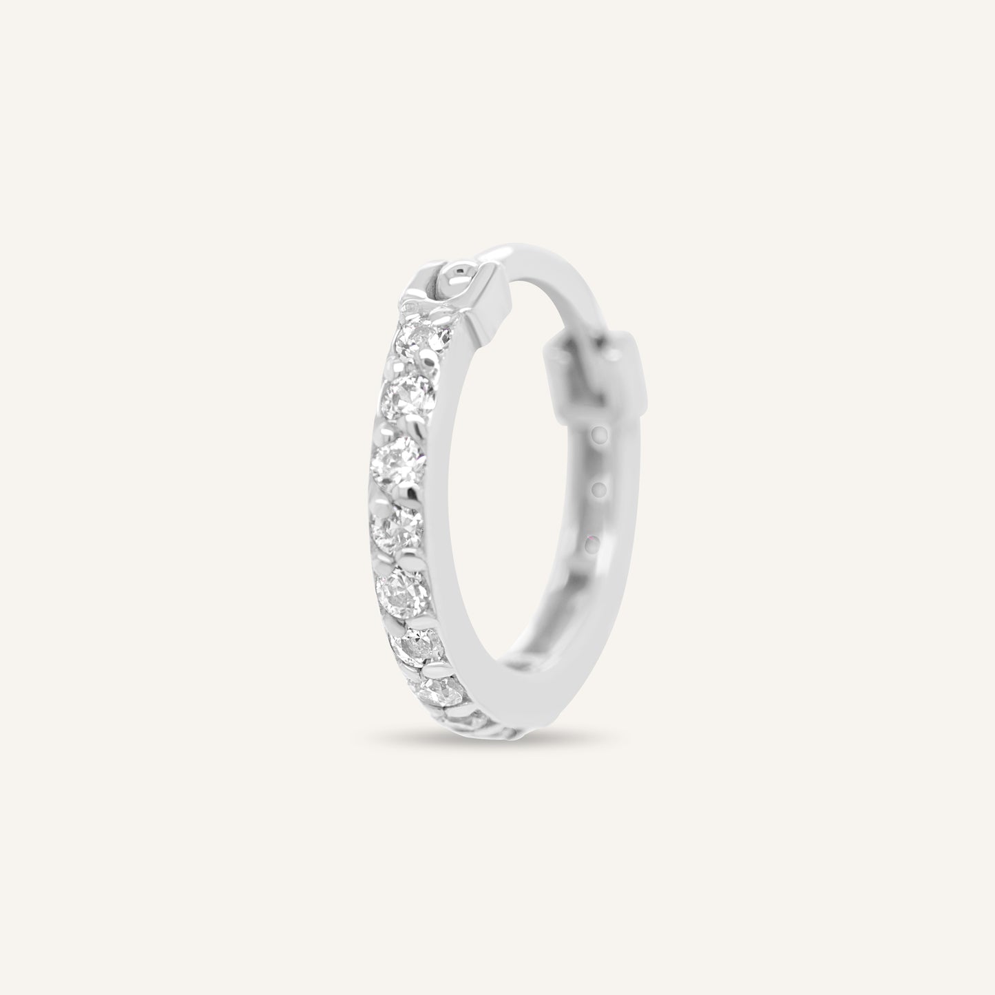14K White Gold CZ Pave Huggies