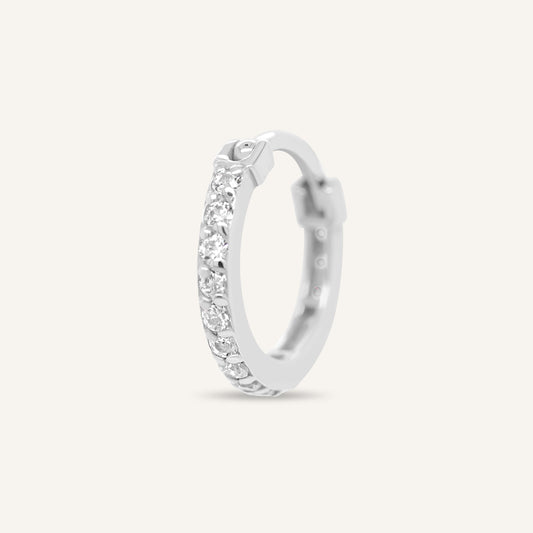 14K White Gold CZ Pave Huggies