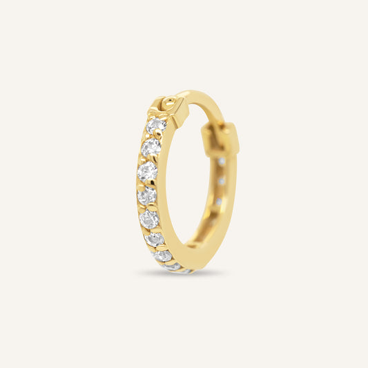 14K Yellow Gold CZ Pave Huggies