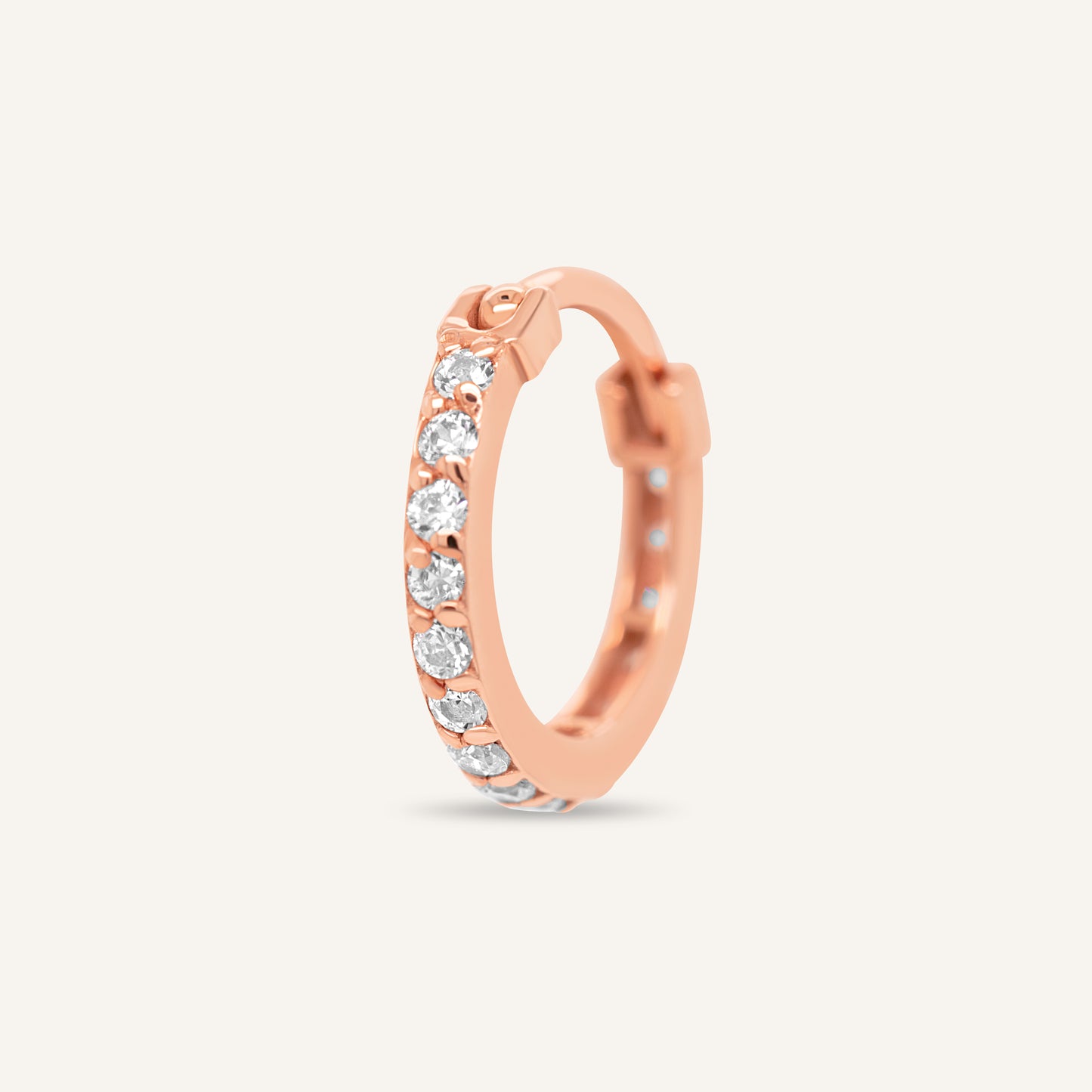 14K Rose Gold CZ Pave Huggies