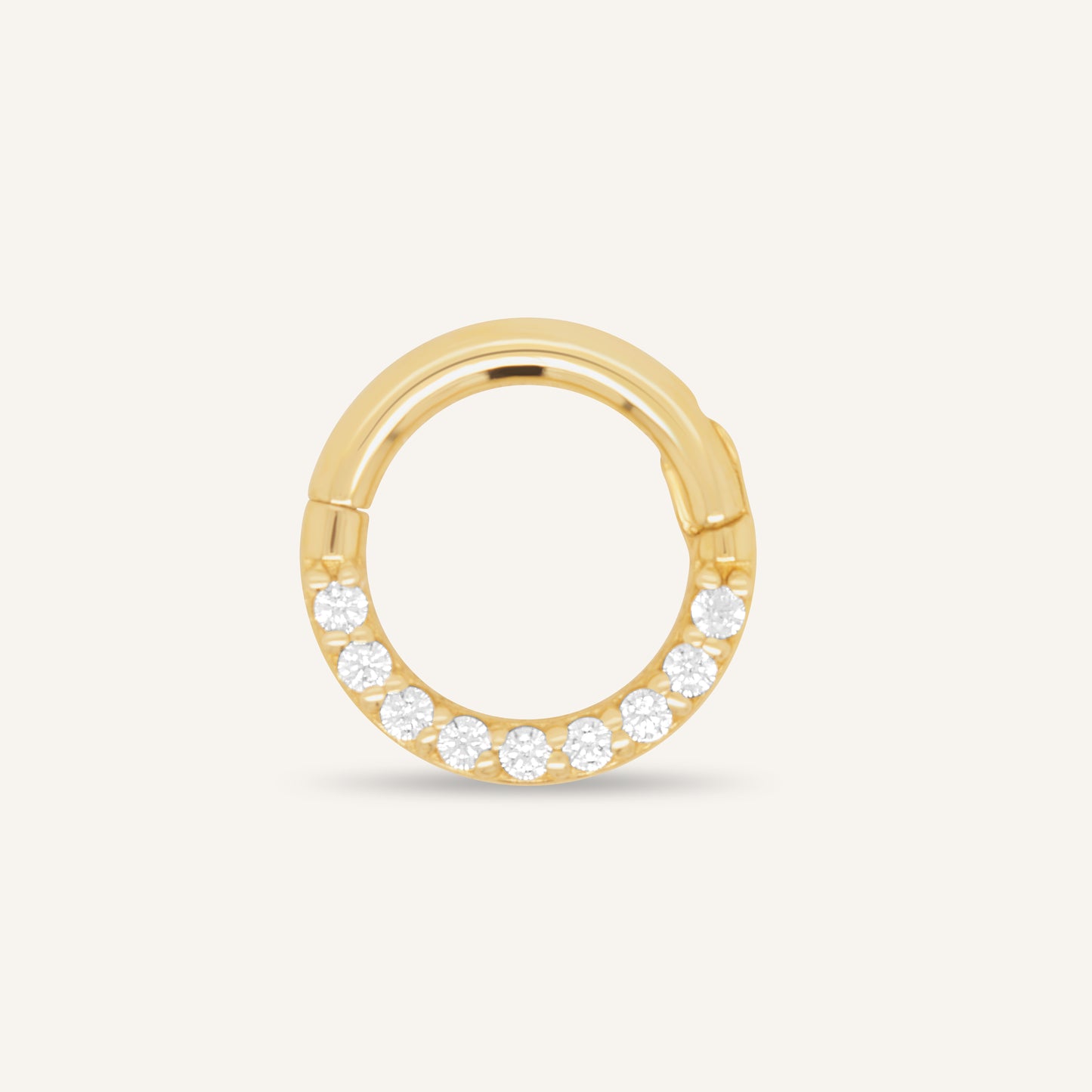14K Yellow Gold CZ Pave Hinged Segment