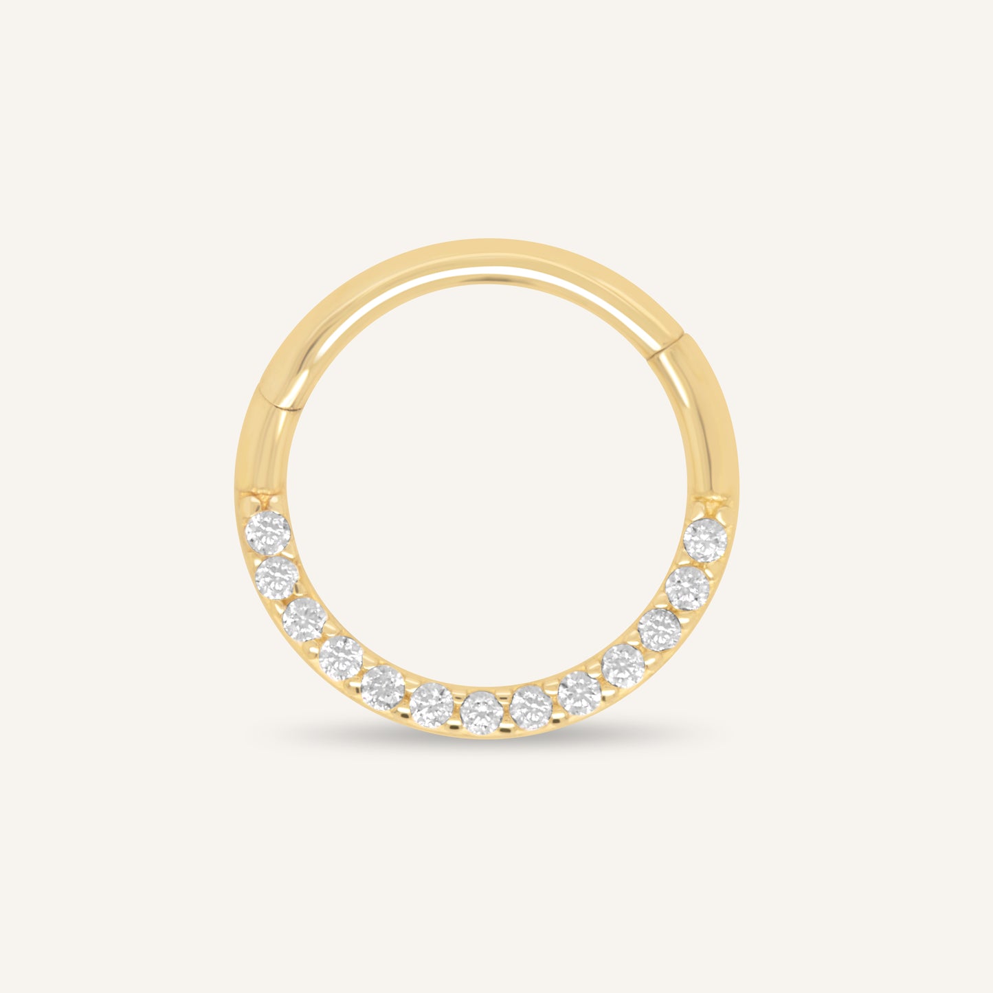 14K Yellow Gold CZ Pave Hinged Segment