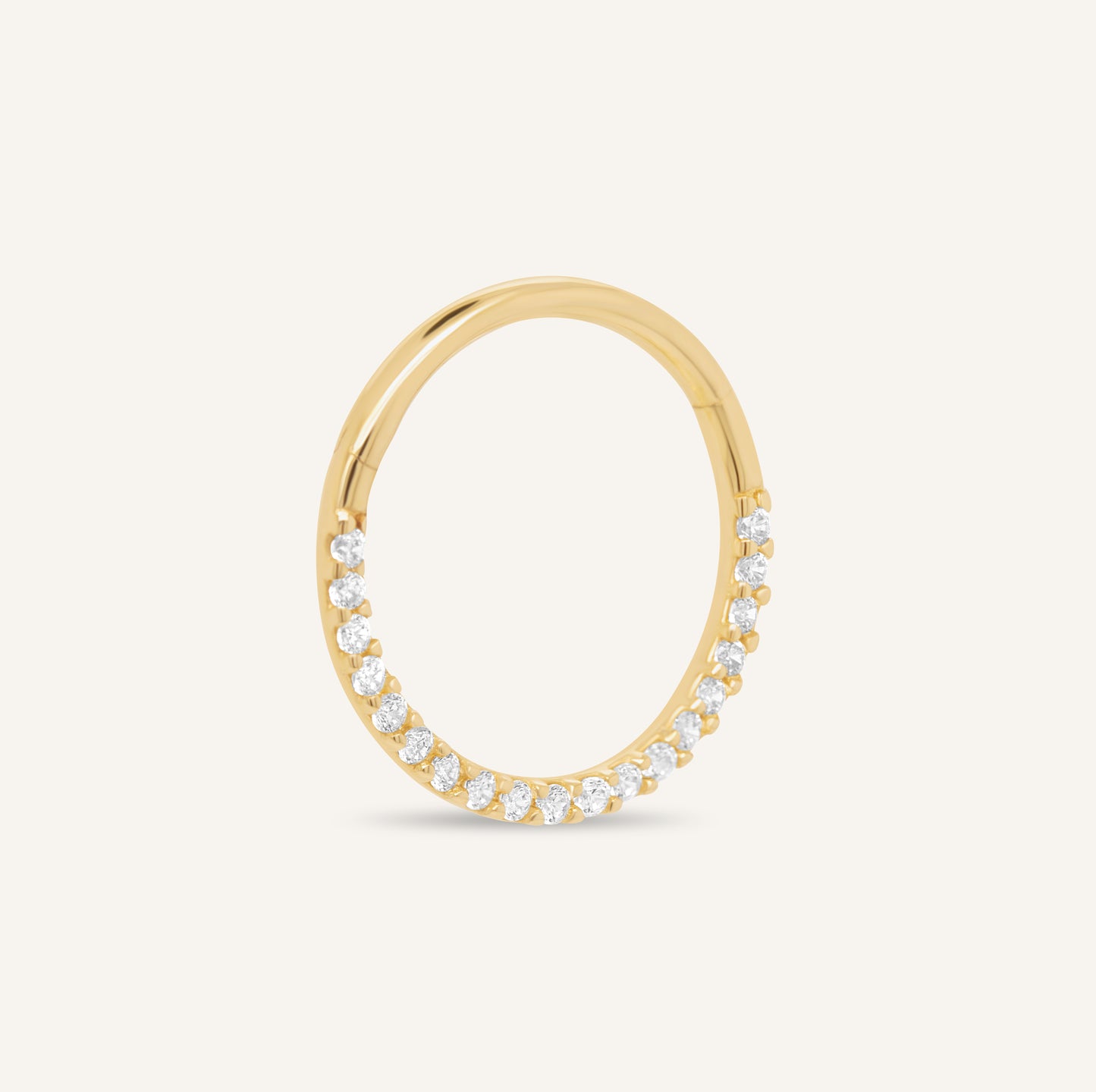 14K Yellow Gold CZ Pave Hinged Segment