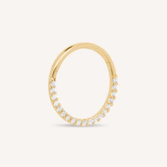 14K Yellow Gold CZ Pave Hinged Segment