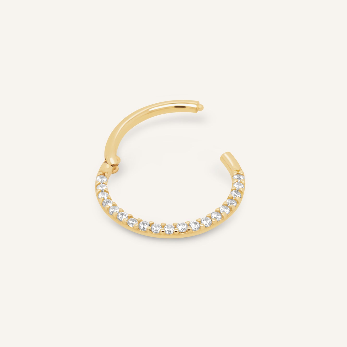 14K Yellow Gold CZ Pave Hinged Segment