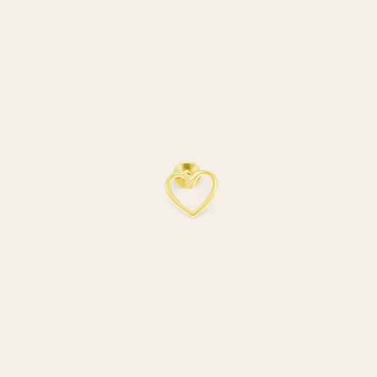 14K Hollow Heart Flatback