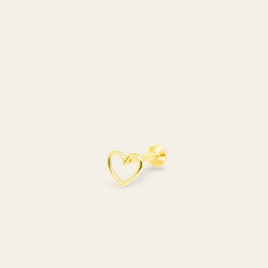 14K Hollow Heart Flatback